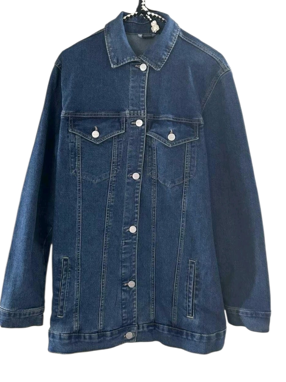 Classic Long Dark Indigo Denim Jacket - Picture 2 of 6